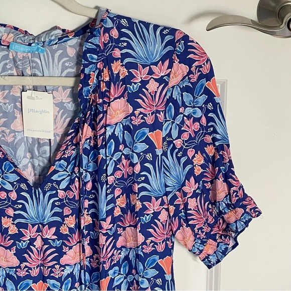 J. McLaughlin Blue and Pink Floral Midi Dress - Picture 5 of 16
